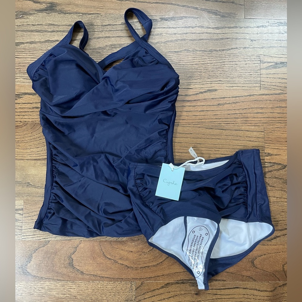 Cupshe Navy Blue Tankini Twist - NWT